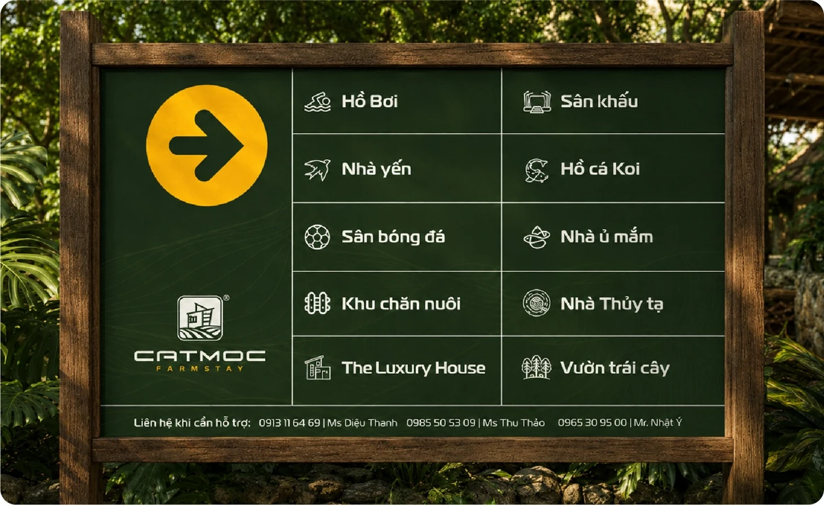 Bảng chỉ dẫn tại Farmstay